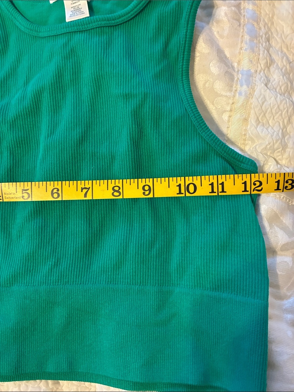 Bozzolo Teal Green Ribbed Crop Tank - Picture 4 of 7